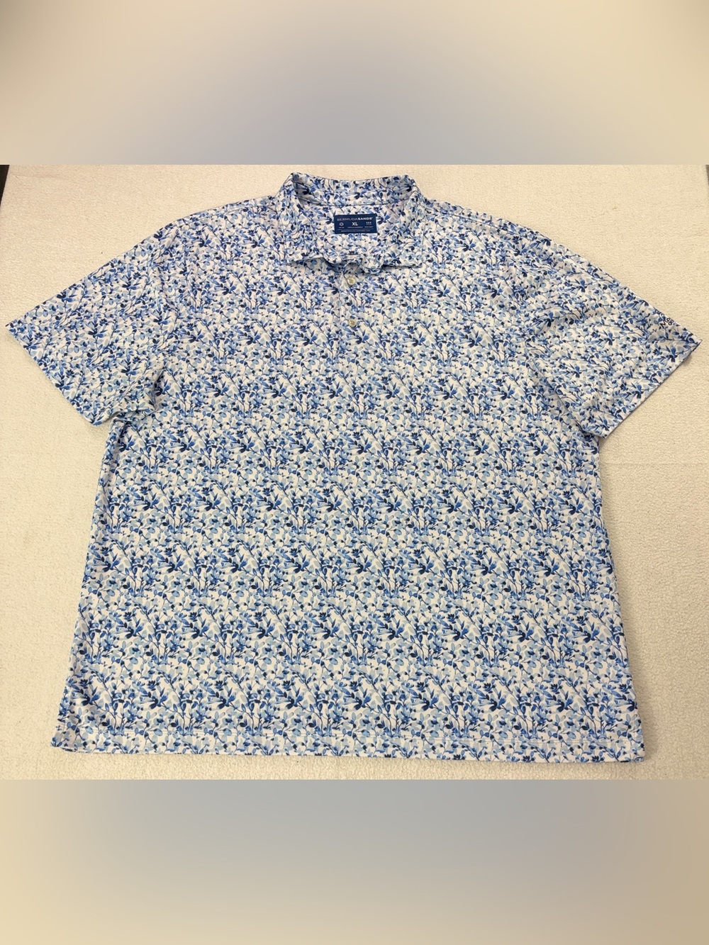 Bermuda Sands Mens XL Golf Polo Shirt Blue White Floral Mascoutin Golf Club